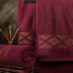 Ręcznik z błyszczącą nicią AZARI 70x140 bordo
