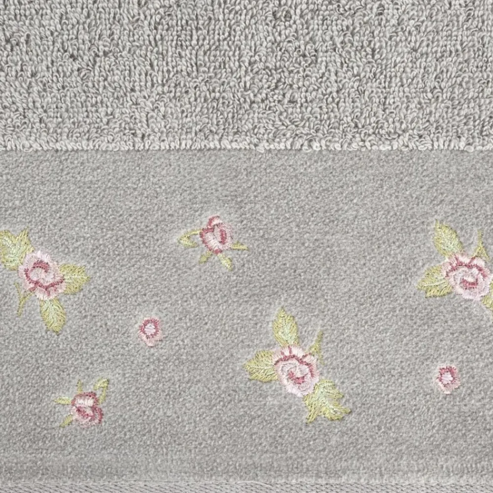 Ręcznik DALIA kwiatowy haft 70x140 cm stalowy * EUROFIRANY B.B. Choczyńscy Sp.J. Discount