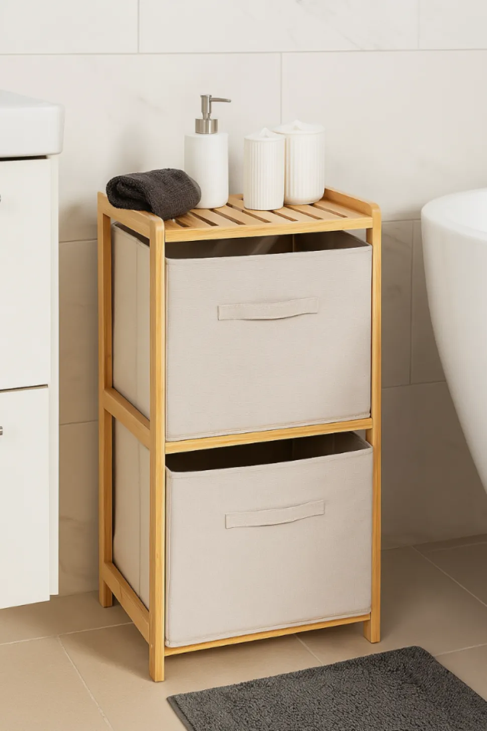 Regał łazienkowy 2 poziomowy beżowy Tidy