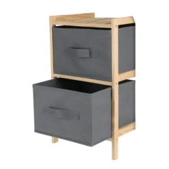 Regał drewniany z szufladami 2 poziomy 46 cm