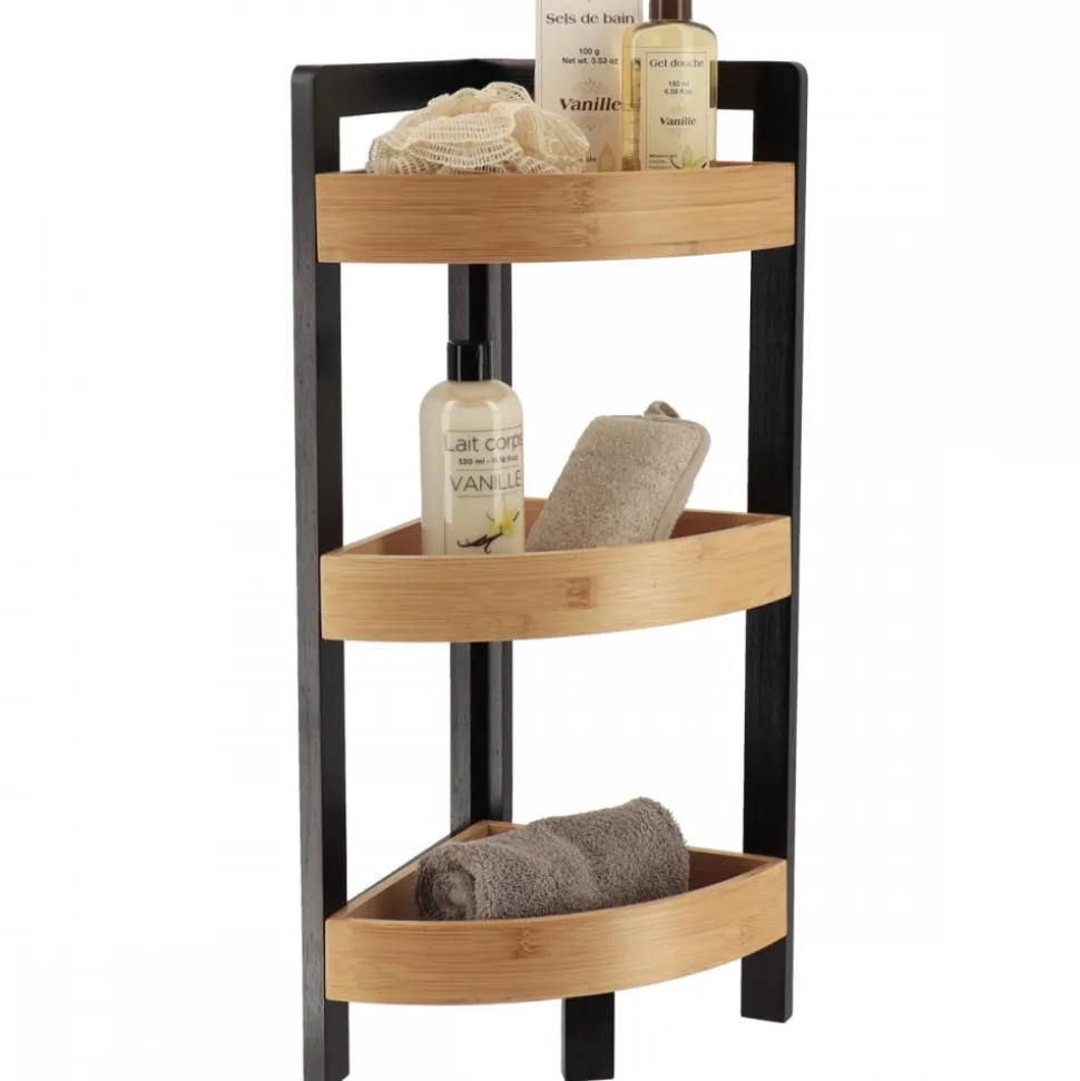 Regał narożny z 3 półkami Black Bamboo