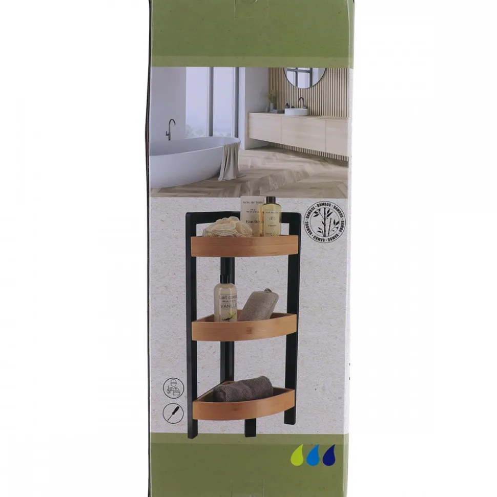 Regał narożny z 3 półkami Black Bamboo