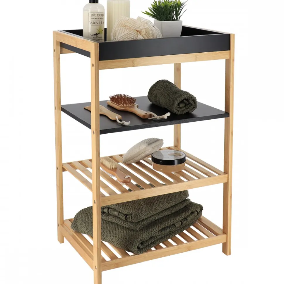 Regał z 4 półkami Black Bamboo