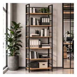 Regał na książki biurowy Arti 6 półek LOFT * HowHomely Outlet