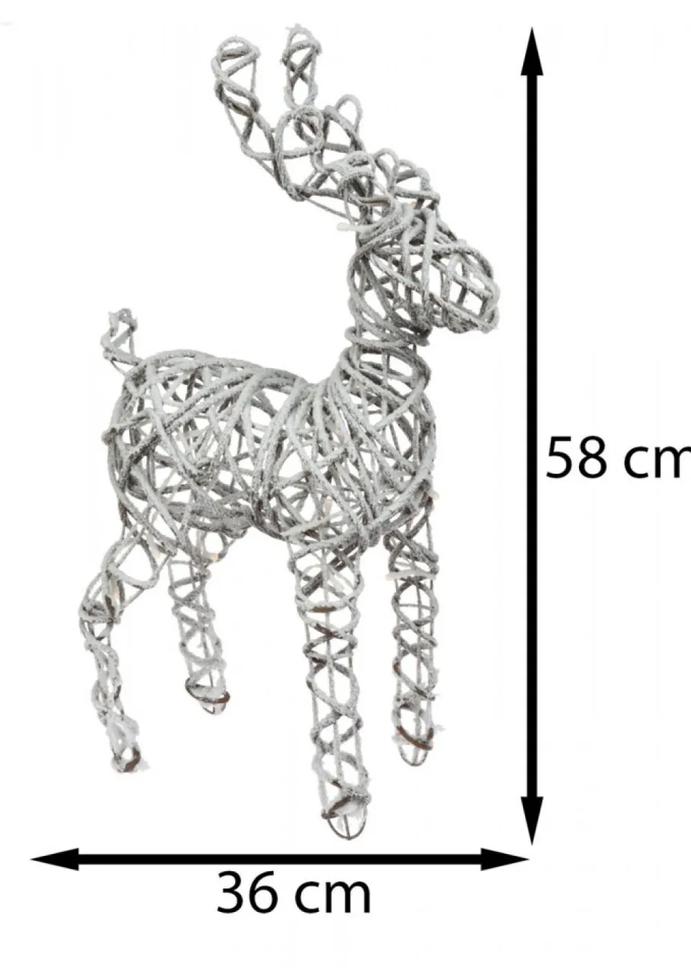Renifer świąteczny ośnieżony 20 Led 58cm * H&S Decoration