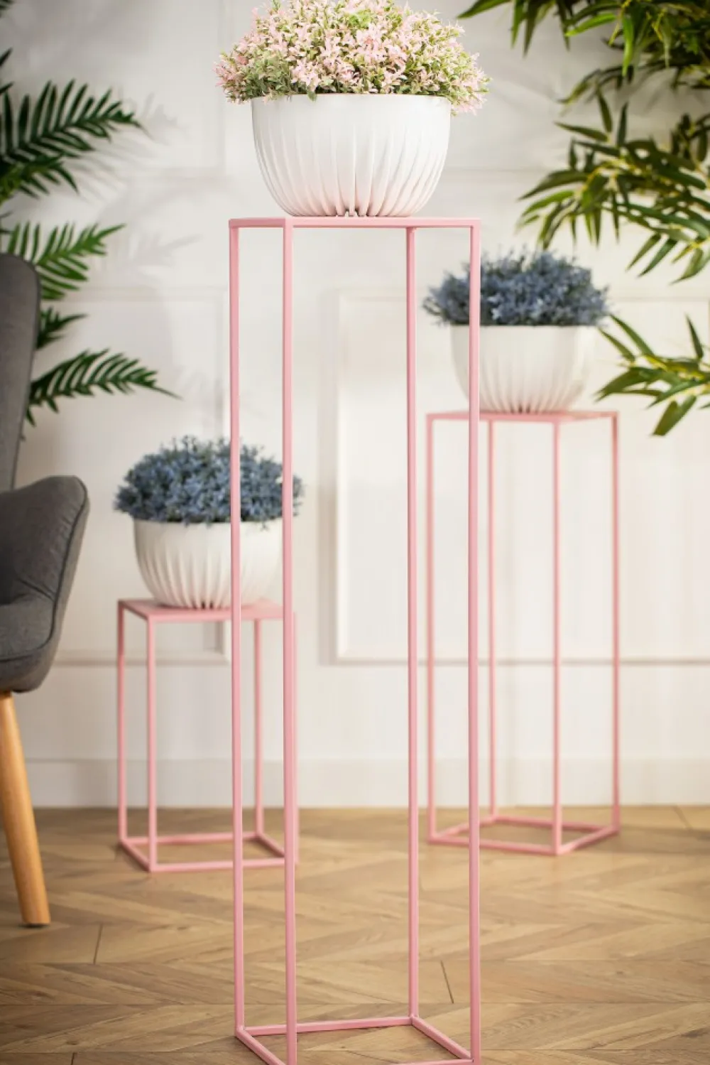Różowy kwietnik stojący 100 cm * HowHomely Sale