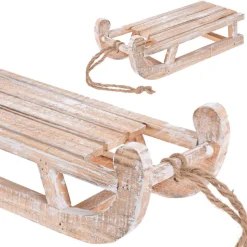 Sanki dekoracyjne drewniane bielone 30 cm