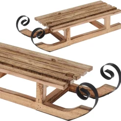 Sanki dekoracyjne drewniane brązowe 40 cm * H&S Decoration Best