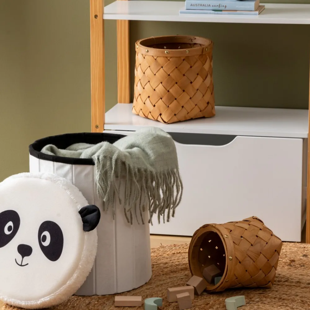 Składana pufa z pokrywką biała Panda * Atmosphera Clearance
