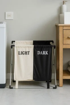 Składany kosz na pranie z 2 komorami - LIGHT / DARK