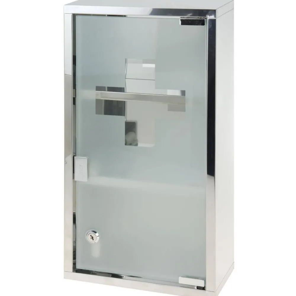 Srebrna metalowa apteczka z 3 półkami * Storage Solutions Outlet