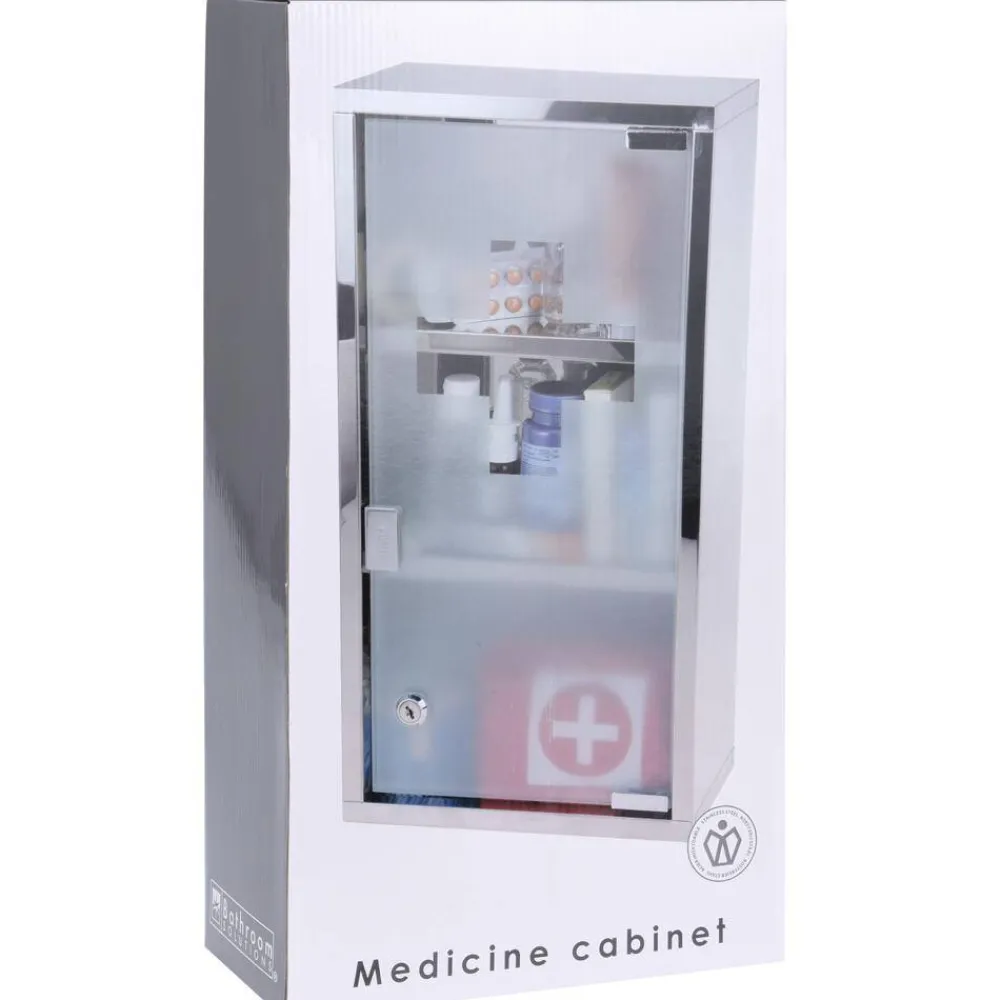 Srebrna metalowa apteczka z 3 półkami * Storage Solutions Outlet