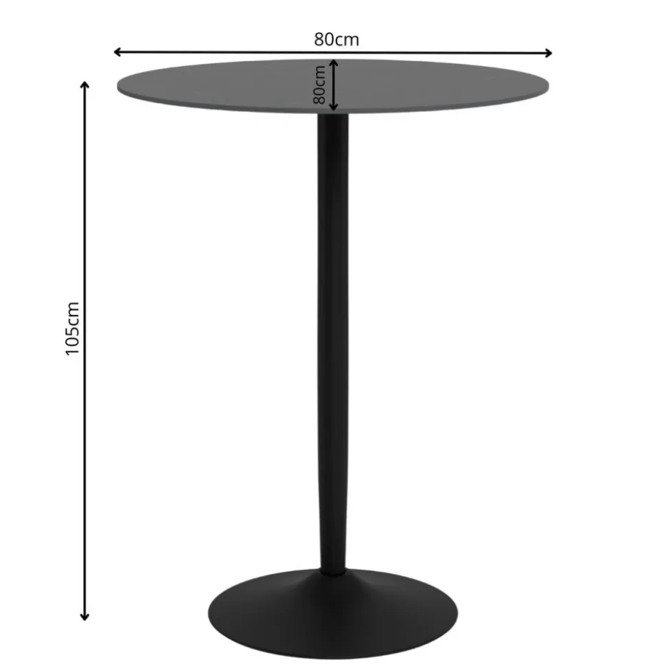 Stół barowy ceramiczny blat 80 cm Malta czarny
