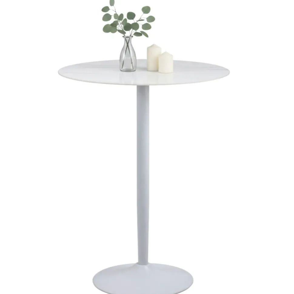 Stół barowy ceramiczny blat 80 cm Malta biały