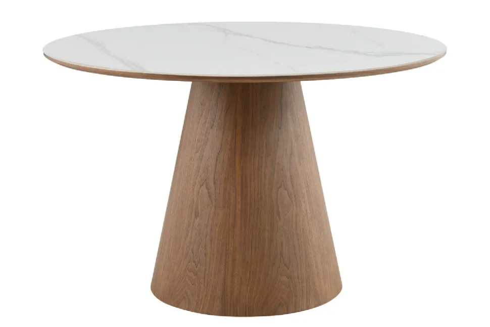 Stół RILEY 120 cm okrągły marmur orzech