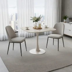 Stół z ceramicznycm blatem 90 cm brąz Malta