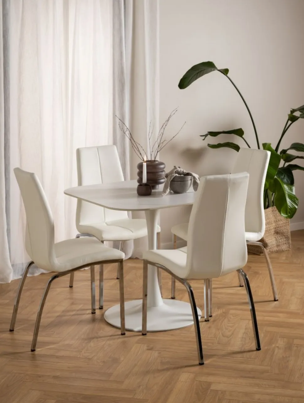 Stół z ceramicznycm blatem 90 cm Malta biały