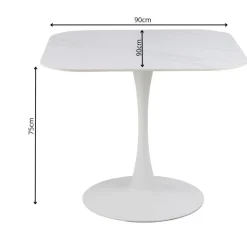 Stół z ceramicznycm blatem 90 cm Malta biały