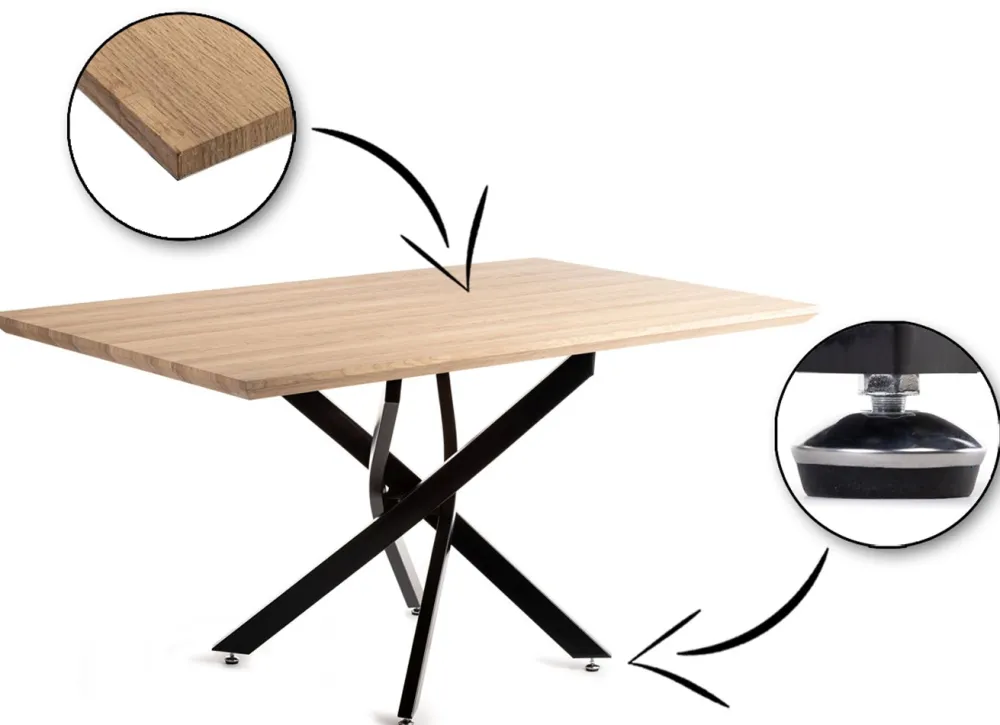 Stół Makari Black Oak 150x90 cm * HowHomely Discount