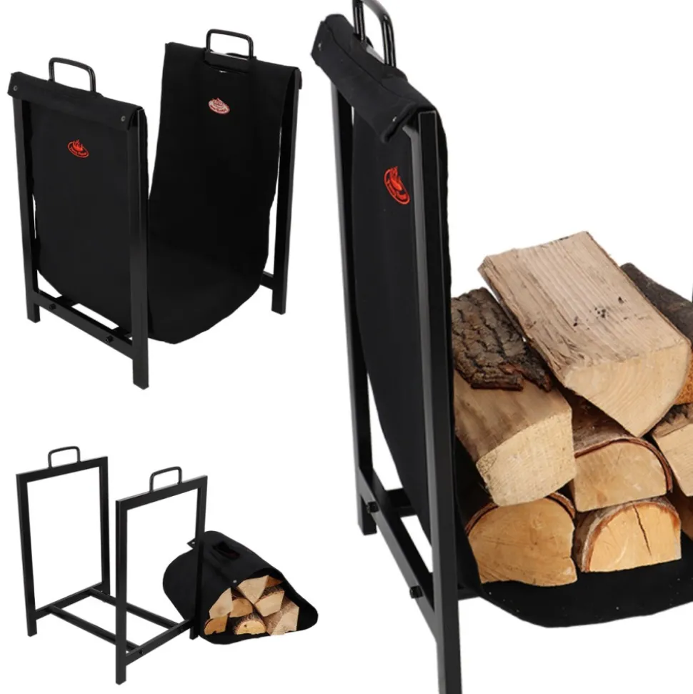 Stojak na drewno kominkowe z torbą do transportowania h61 cm