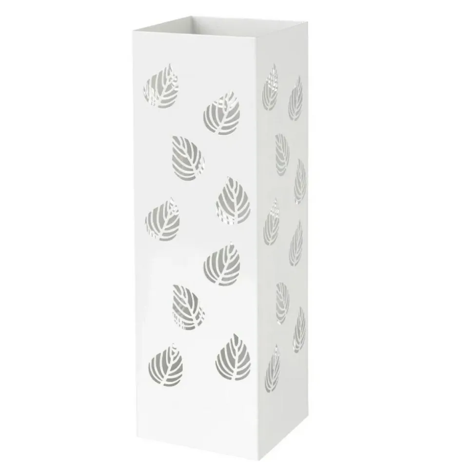 Stojak na parasole Liście metalowy biały 49 cm