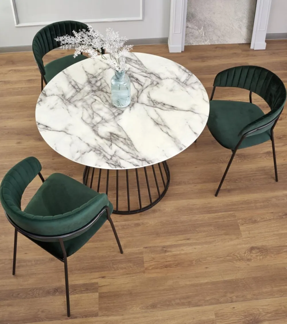 Stół okrągły Brodway White Marble 110 cm * Halmar Clearance