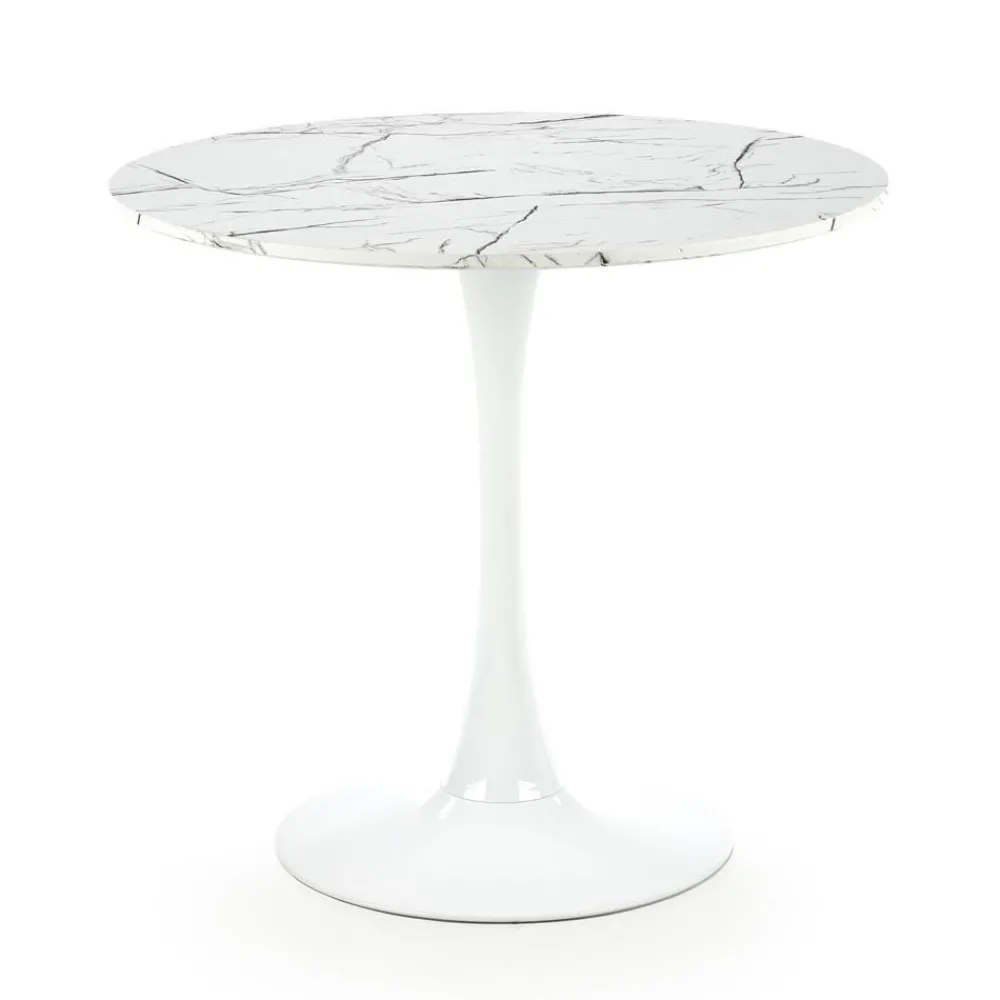 Stół okrągły Denver White Marble 80 cm * Halmar Hot