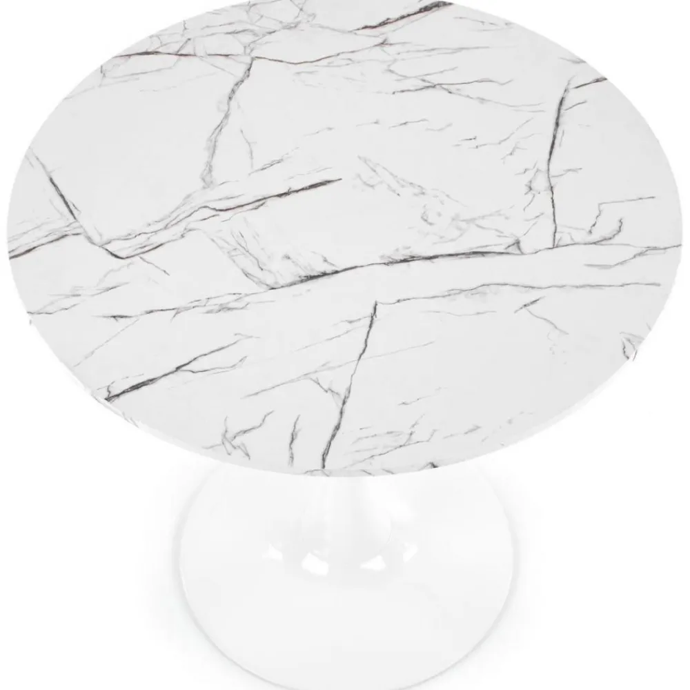 Stół okrągły Denver White Marble 80 cm * Halmar Hot