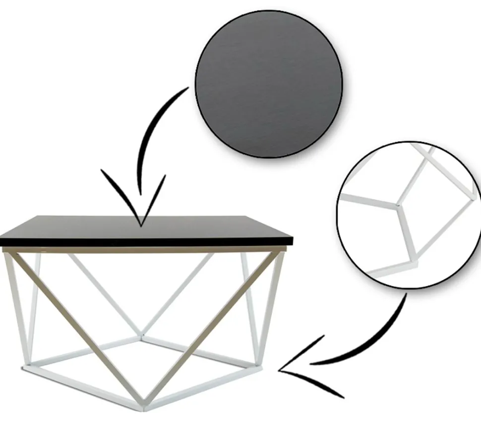 Stolik kawowy Curved 60 cm biało czarny