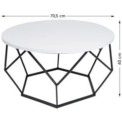 Stolik kawowy Diamond 70 cm czarno biały LOFT