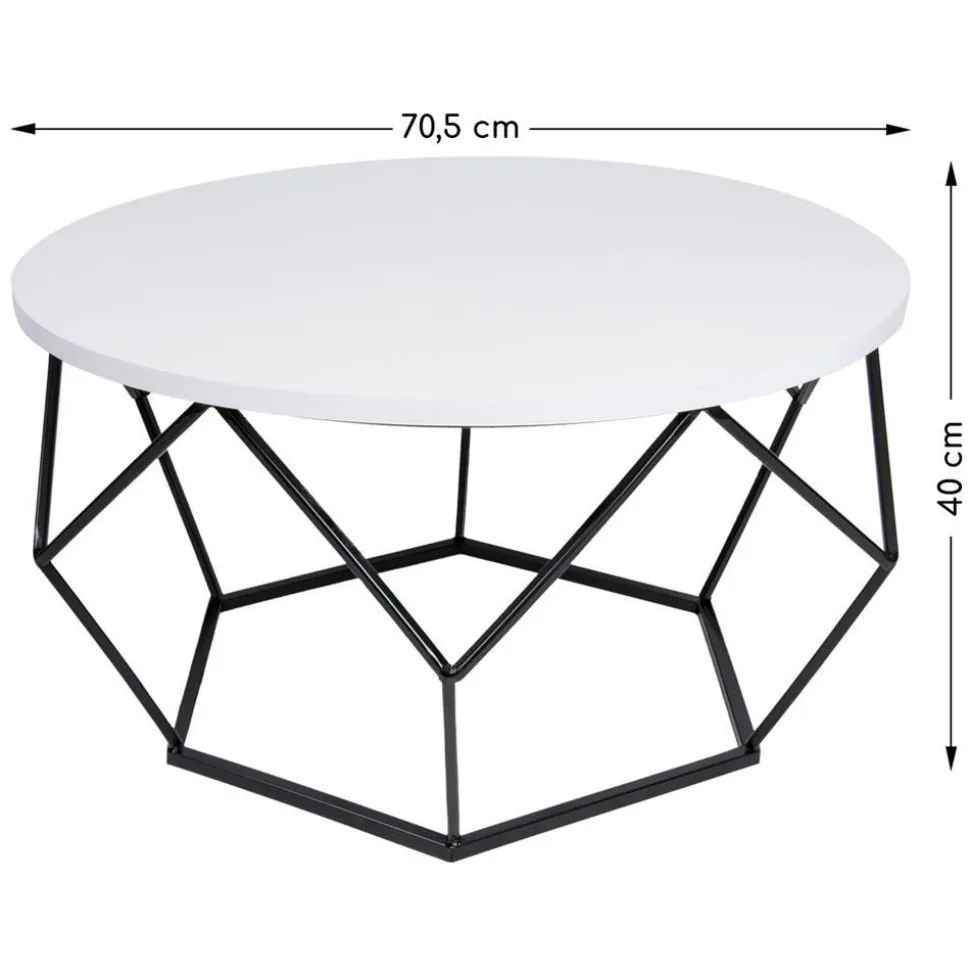Stolik kawowy Diamond 70 cm czarno biały LOFT