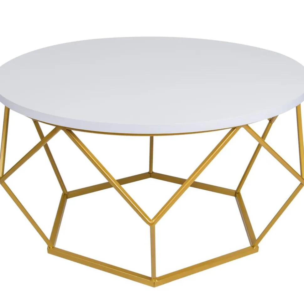 Stolik kawowy Diamond 70 cm złoto biały GLAM