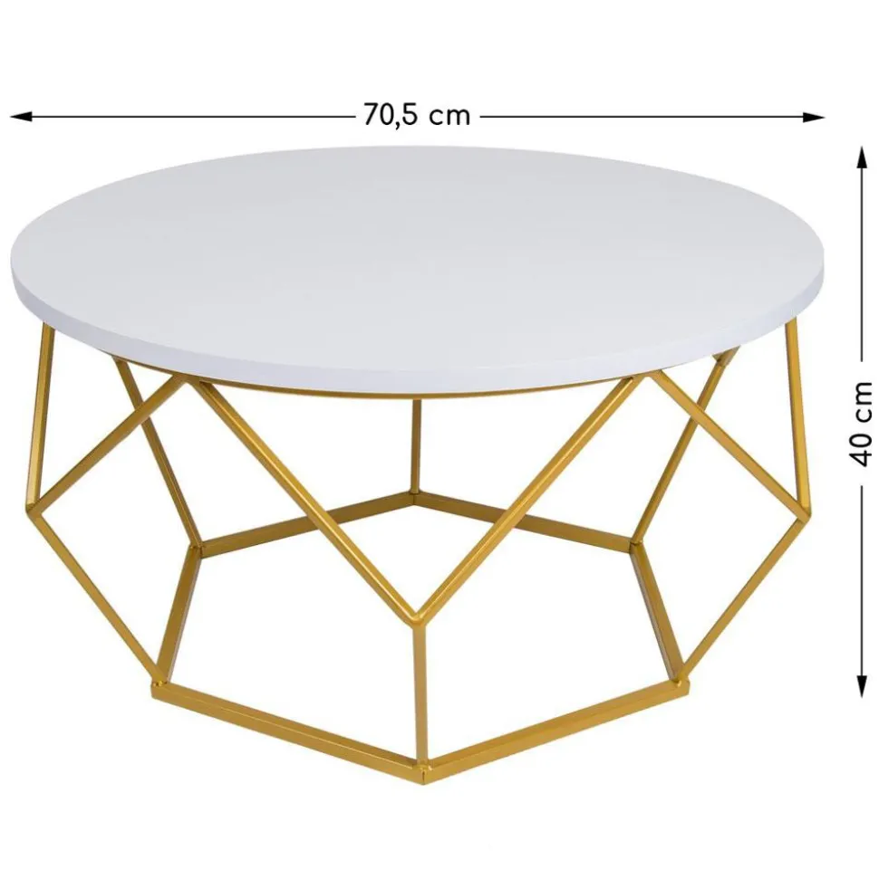 Stolik kawowy Diamond 70 cm złoto biały GLAM