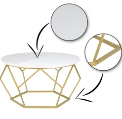 Stolik kawowy Diamond 70 cm złoto biały GLAM