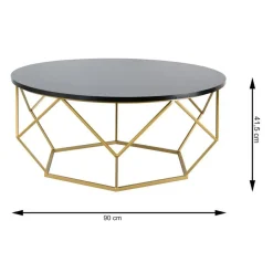 Stolik kawowy Diamond 90 cm złoto czarny GLAM