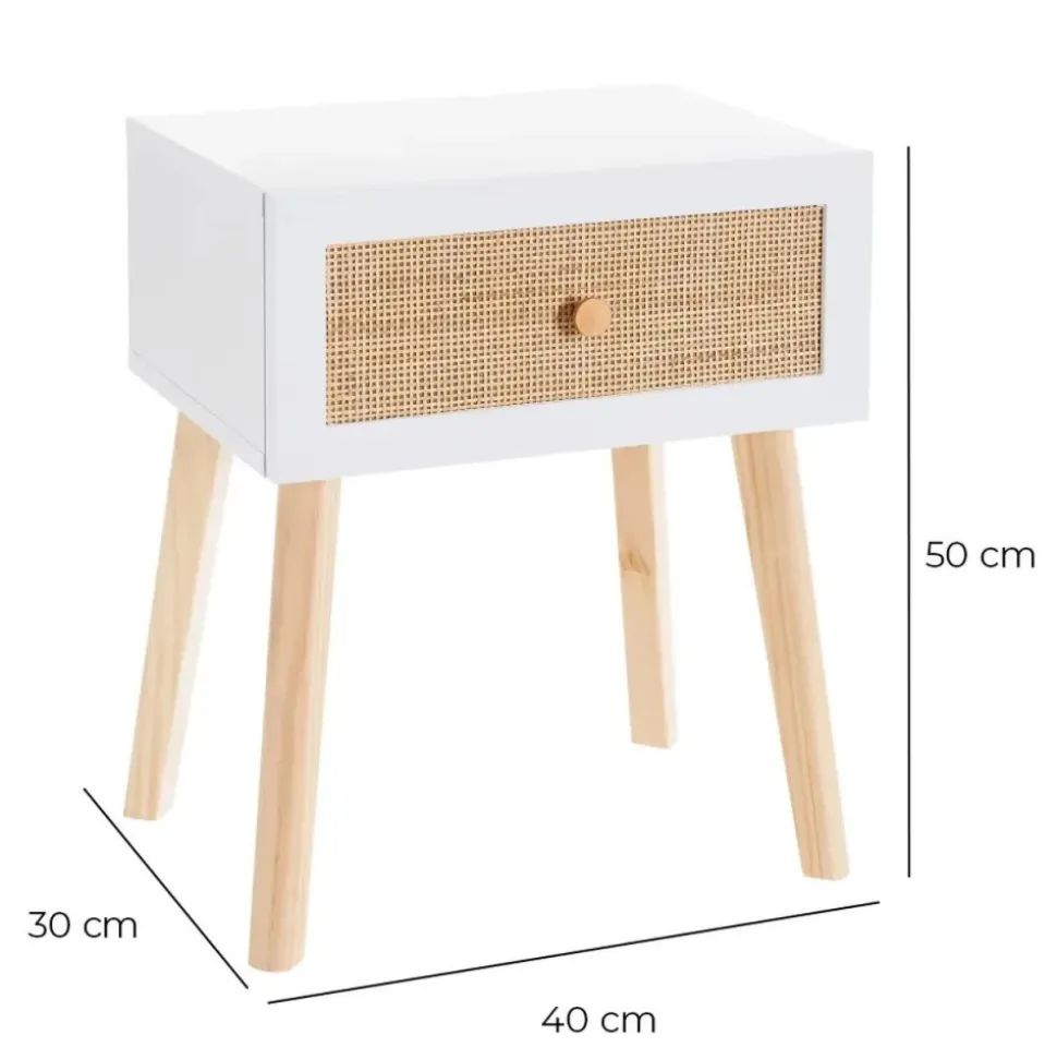 Stolik nocny z szufladką beżowo - biały 50 cm
