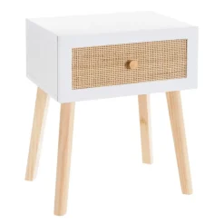 Stolik nocny z szufladką beżowo - biały 50 cm