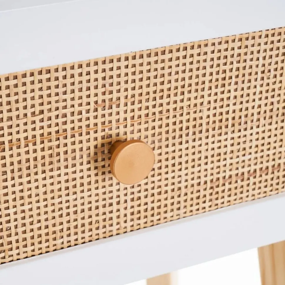 Stolik nocny z szufladką beżowo - biały 50 cm