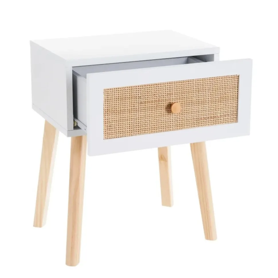 Stolik nocny z szufladką beżowo - biały 50 cm