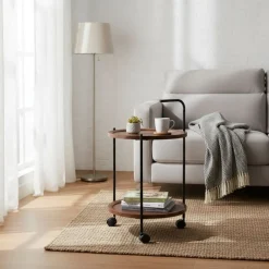 Stolik boczny na kółkach z 2 półkami 40xh67 cm * HowHomely Discount