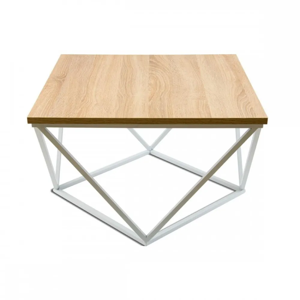 Stolik kawowy Curved 60 cm biały jasny * HowHomely