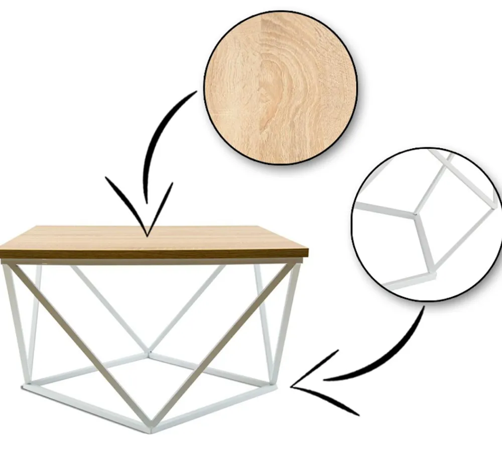 Stolik kawowy Curved 60 cm biały jasny * HowHomely