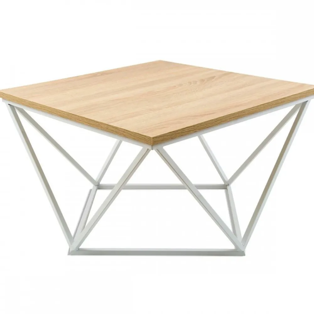 Stolik kawowy Curved 60 cm biały jasny * HowHomely