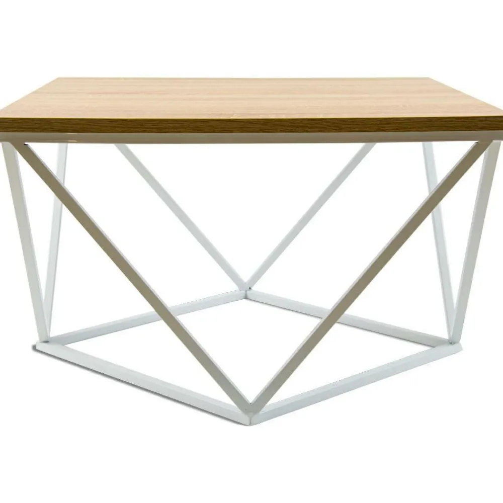 Stolik kawowy Curved 60 cm biały jasny * HowHomely