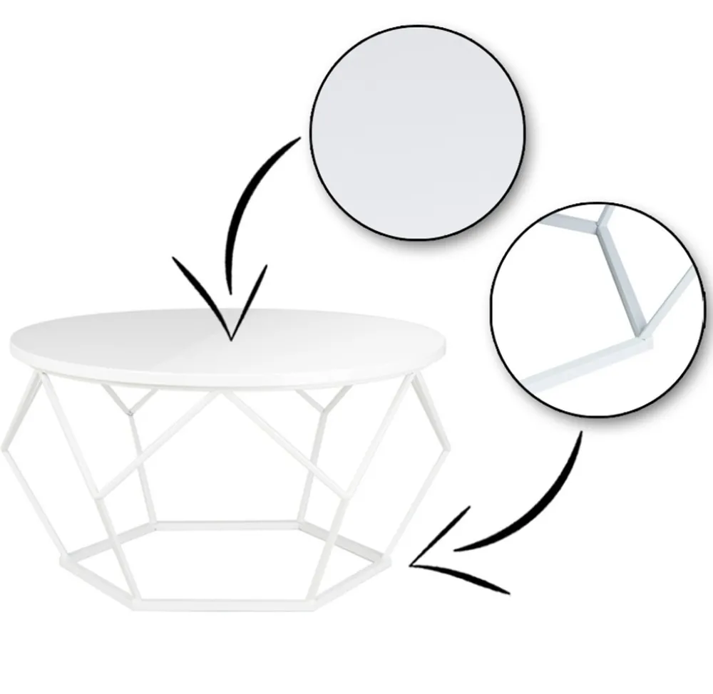 Stolik kawowy Diamond 70 cm biały GLAMOUR * HowHomely Outlet