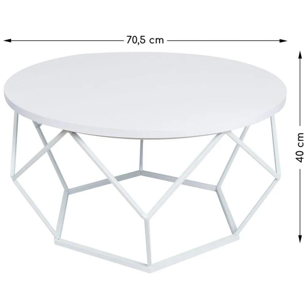 Stolik kawowy Diamond 70 cm biały GLAMOUR * HowHomely Outlet
