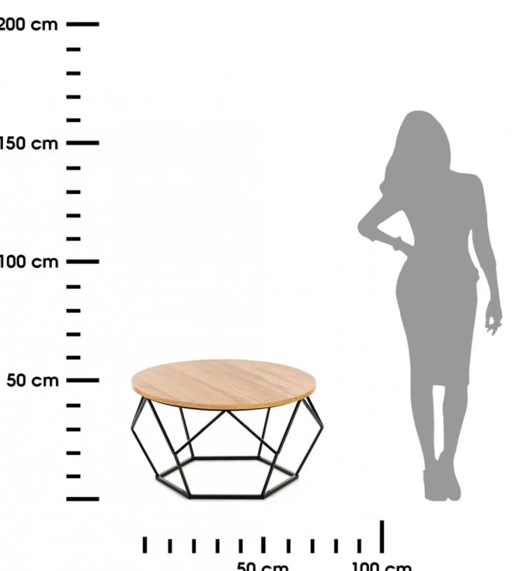 Stolik kawowy Diamond 70 cm Dąb Lancelot LOFT * HowHomely Sale
