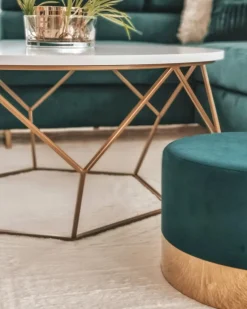 Stolik kawowy Diamond 90 cm złoto biały GLAM * HowHomely Best