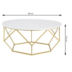 Stolik kawowy Diamond 90 cm złoto biały GLAM * HowHomely Best