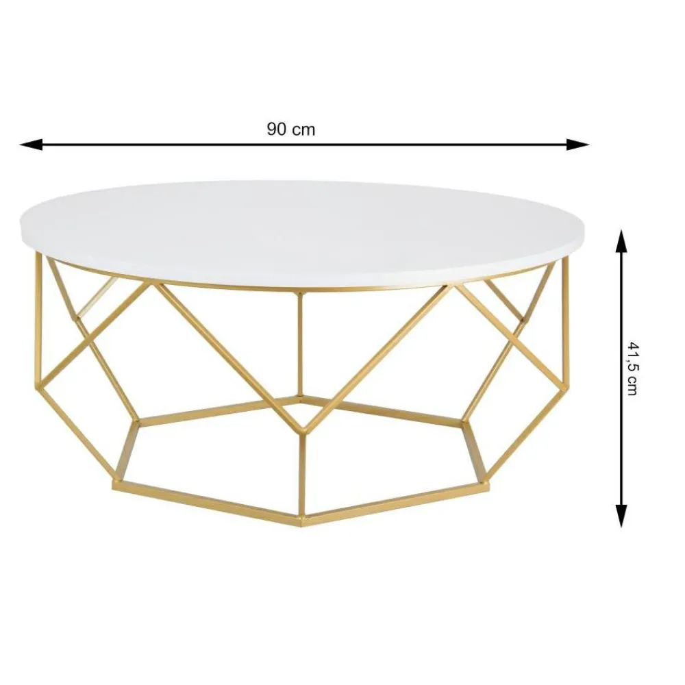 Stolik kawowy Diamond 90 cm złoto biały GLAM * HowHomely Best